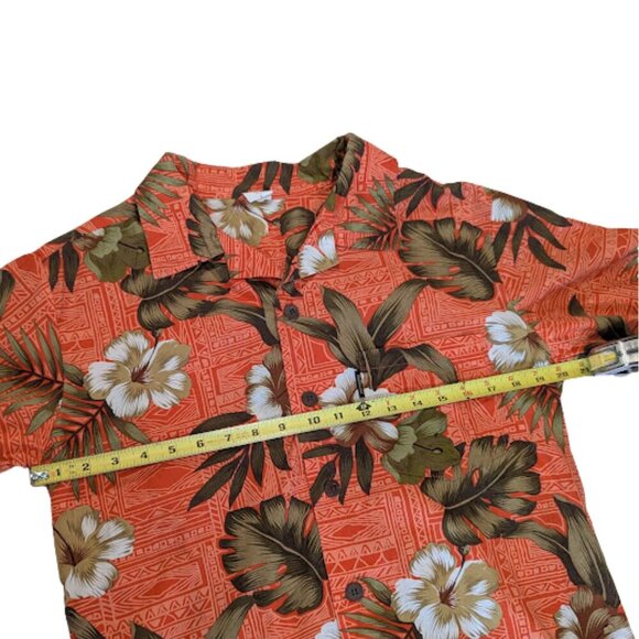 Palmwave of Hawaii Men's Button-Down Aloha Shirt Tropical Coral Orange – Size S - Picture 3 of 5